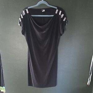 MSK LLittle Black Dress with Silver Embellished Shoulders